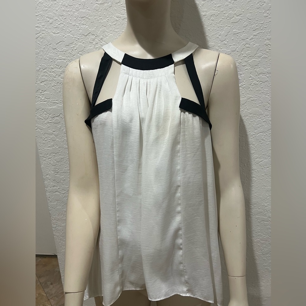 BCBGMaxAzria White Blouse with Black Details